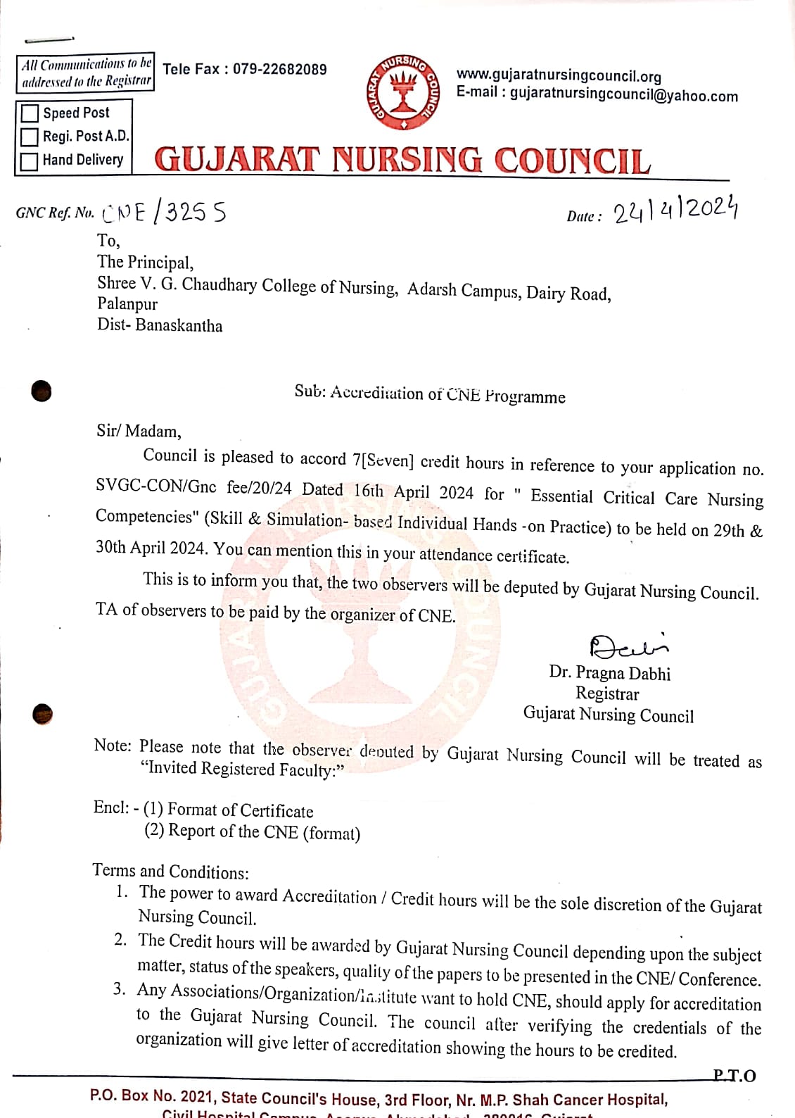 નર્સિંગ માટેના સતત શિક્ષણ કાર્યક્રમને અધિકૃત સંસ્થાઓ દ્વારા આપવામાં આવેલી માન્યતા.