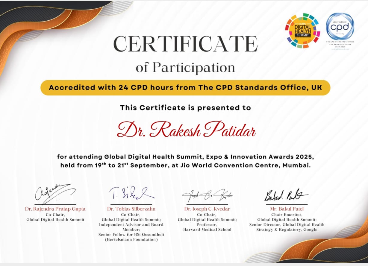 યુકેના સીપીડી  સ્ટાન્ડર્ડ્સ ઓફિસ દ્વારા 24 સીપીડી  કલાકોની માન્યતા પ્રાપ્ત